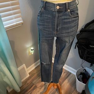 Express size 6 denim jeggings with side stripe